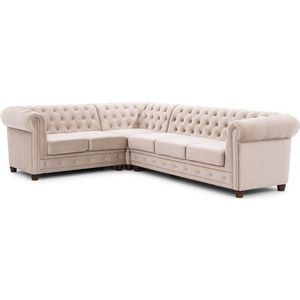 Béžová sametová rozkládací rohová pohovka (levý roh/do L) York Blik – Ropez obraz