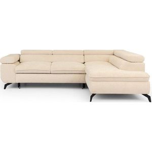 Krémová žinylková rohová pohovka (pravý roh/do L) Marbeya – Ropez obraz