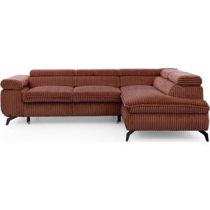 Manšestrová rohová pohovka v terakotové barvě (pravý roh/do L) Marbeya – Ropez obraz