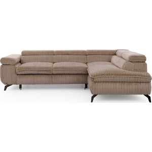 Hnědá manšestrová rohová pohovka (pravý roh/do L) Marbeya – Ropez obraz