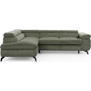 Zelená manšestrová rohová pohovka (levý roh/do L) Marbeya – Ropez obraz