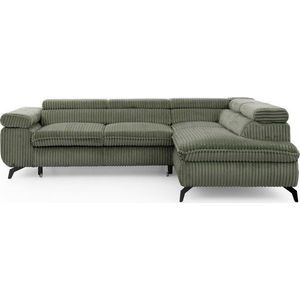 Zelená manšestrová rohová pohovka (pravý roh/do L) Marbeya – Ropez obraz