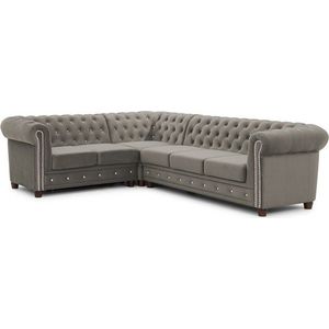 Šedá sametová rozkládací rohová pohovka (levý roh/do L) York Blik – Ropez obraz