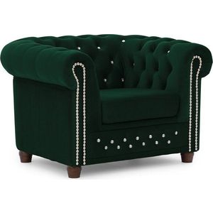 Zelené sametové křeslo chesterfield York Blik – Ropez obraz