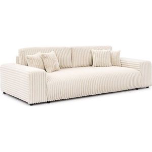 Krémová manšestrová rozkládací/s úložným prostorem pohovka 260 cm Justin – Ropez obraz