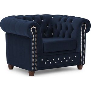 Modré sametové křeslo chesterfield York Blik – Ropez obraz