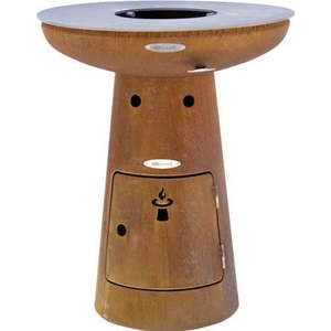 Hnědý venkovní gril na dřevo Remundi Nero S, ø 62 cm obraz