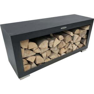 Černý ocelový dřevník Remundi, šířka 119 cm obraz