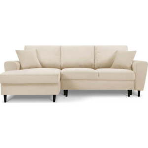 Béžová manšestr rozkládací/s úložným prostorem rohová pohovka (levý roh/s lenoškou) Moghan - II. jakost – Micadoni obraz