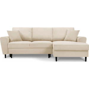 Béžová manšestrová rozkládací rohová pohovka Micadoni Home Moghan, pravý roh obraz