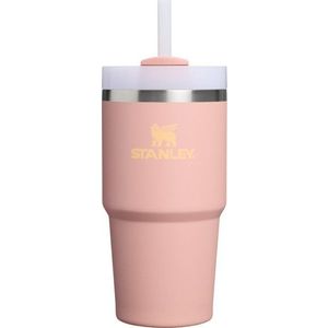 Broskvová termoska s brčkem z nerezové oceli 600 ml Quencher H2.O FlowState™ Tumble Peach Rose – Stanley obraz