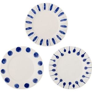 Bílé/modré talíře v sadě 3 ks z kameniny ø 28 cm Linora – Bloomingville obraz