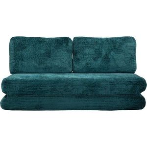 Zelenomodrá rozkládací pohovka z textilie bouclé 150 cm Faster – Mauro Ferretti obraz