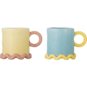 Světle žluté/ světle modré keramické hrnky v sadě 2 ks 350 ml Polly – Bloomingville obraz