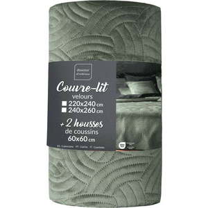 Zelený sametový set přehozu a povlaku na polštář 240x260 cm Solange – douceur d'intérieur obraz