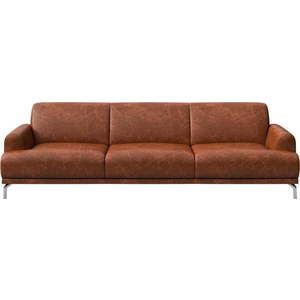 Koňakově hnědá kožená pohovka 240 cm Puzo - II. jakost – MESONICA obraz