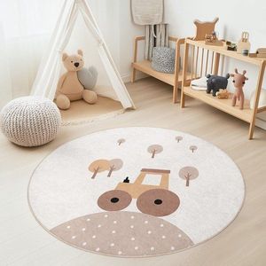 Béžový pratelný dětský hrací koberec ø100 cm Tractor World – Mila Home obraz