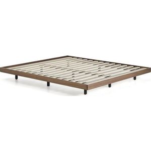 Hnědá dvoulůžková postel z březového dřeva bez čela s roštem 160x200 cm Norlen – Kave Home obraz