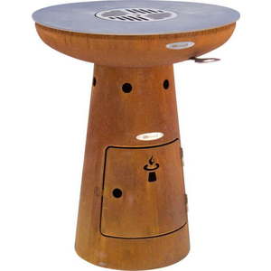 Hnědý venkovní gril na dřevo Remundi Nero S, ø 62 cm obraz