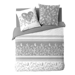 Bílé/šedé bavlněné povlečení na dvoulůžko 200x200 cm Annie – douceur d'intérieur obraz