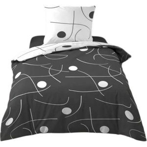 Bílé/tmavě šedé povlečení na jednolůžko z mikrovlákna 140x200 cm Sonate – douceur d'intérieur obraz