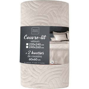 Krémový sametový set přehozu a povlaku na polštář 240x260 cm Solange – douceur d'intérieur obraz