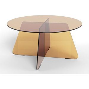 Hnědý skleněný kulatý konferenční stolek ø 80 cm Samos – Actona obraz