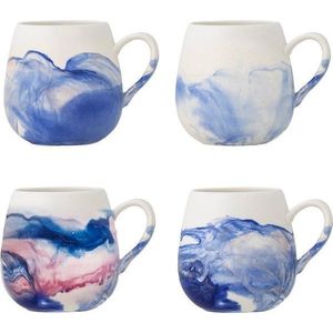 Bílé/modré šálky v sadě 4 ks z kameniny 250 ml Lyre – Bloomingville obraz