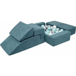 Tyrkysové manšestrové pěnové hřiště 100x35x40 cm Montessori – Meowbaby obraz