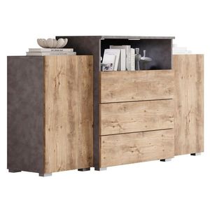 P & B ŠIROKÁ KOMODA, antracitová, barvy dubu košíčkatého, 150/81/37 cm obraz