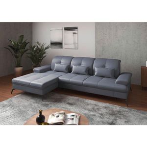 Sit & More ROHOVÁ SEDAČKA, textil, kůže, šedomodrá obraz