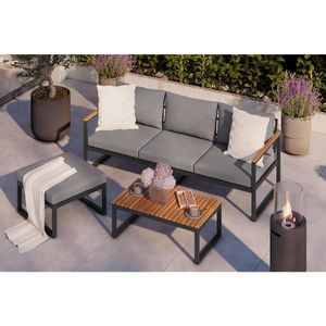 Gardenson TERASOVÁ SEDACÍ SOUPRAVA 3dílné, dřevo, kov, textil obraz