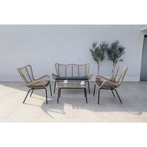 Acamp ZAHRADNÍ SEDACÍ SOUPRAVA kov, sklo, textil obraz