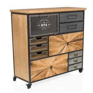 MID.YOU ŠIROKÁ KOMODA, přírodní barvy, tmavě šedá, 88/84/34 cm obraz