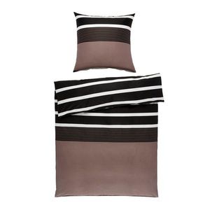 Janine POVLEČENÍ, satén, hnědá, černá, 155/220 cm obraz