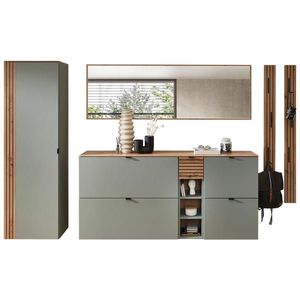 Voleo PŘEDSÍŇOVÁ STĚNA, šalvějově zelená, dub artisan, 261/179/37 cm obraz