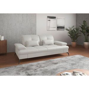 Sit & More TŘÍMÍSTNÁ POHOVKA, bílá, kombinace pravá kůže/látka obraz