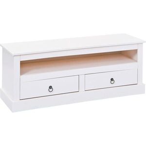 MID.YOU KOMODA POD TELEVIZI, borovice, bílá, 118/45/39 cm obraz