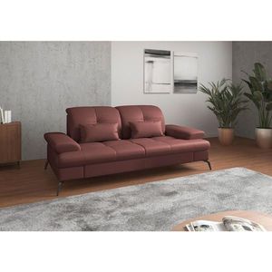 Sit & More TŘÍMÍSTNÁ POHOVKA, červenohnědá, kombinace pravá kůže/látka obraz