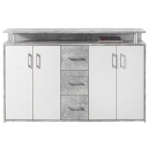 Carryhome ŠIROKÁ KOMODA, šedá, bílá, 139/90/34 cm obraz