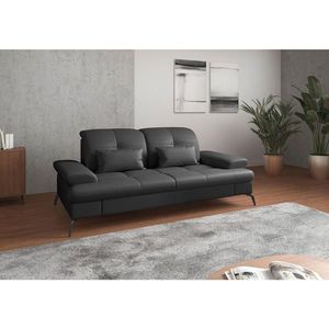 Sit & More TŘÍMÍSTNÁ POHOVKA, černá, kombinace pravá kůže/látka obraz