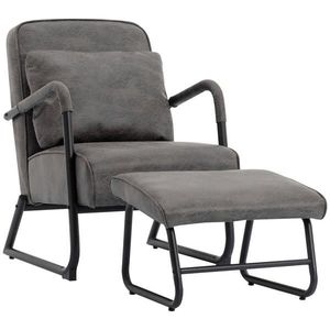 Livetastic RELAXAČNÍ KŘESLO S TABURETEM, textil, šedá obraz