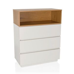 MID.YOU KOMODA, bílá, barvy dubu, 80/100/40 cm obraz