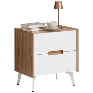 Carryhome NOČNÍ STOLEK, bílá, dub artisan, 52/58/40 cm obraz