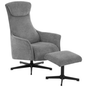 Welnova RELAXAČNÍ KŘESLO S TABURETEM, textil, šedá obraz