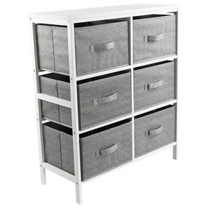 Carryhome KOMODA, borovice, šedá, bílá, 70/80/30 cm obraz