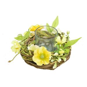 STOJAN NA SVÍČKY dřevo, kov, sklo, textil obraz