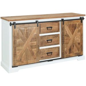 MID.YOU ŠIROKÁ KOMODA, mangové dřevo, přírodní barvy, černá, bílá, 150/85/45 cm obraz