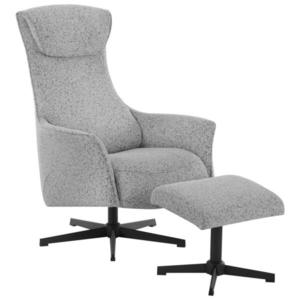 Welnova RELAXAČNÍ KŘESLO S TABURETEM, textil, šedobéžová obraz