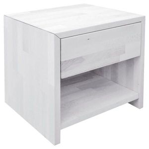 Carryhome NOČNÍ STOLEK, buk, bílá, 45/45/35 cm obraz